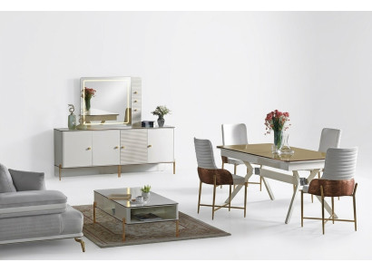 Zestaw do jadalni Ustawić Tabela 6x Krzesła Design Modern Meble Luksusowy Kredens