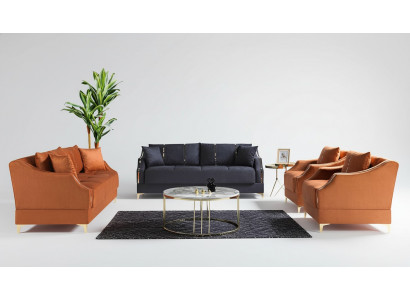 Zestaw sofowy 3+2+1+1 miejsce do siedzenia Zestaw do salonu Kompletny Włókienniczy Sofa Fotel Drewno Nowy