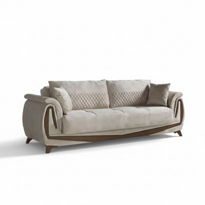 Luksusowa Sofa 3 miejsce do siedzenia Meble do Salonu Elegancka Sofa 230cm Włókienniczy Beżowa Nowość