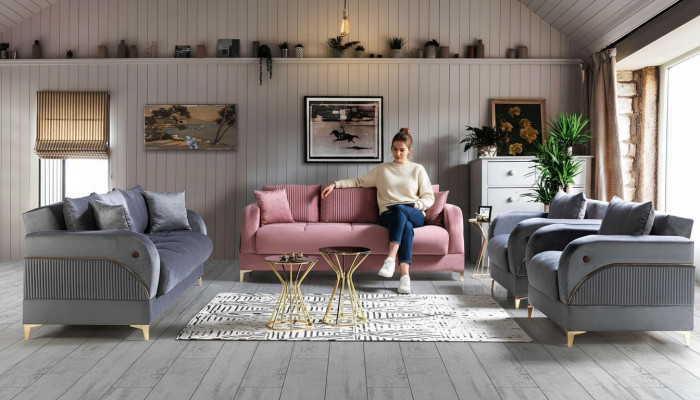 Zestaw sofowy 3+3+1+1 miejsce do siedzenia Włókienniczy Modern Complete Fotel Sofa 3 miejsce do siedzenia Luxury