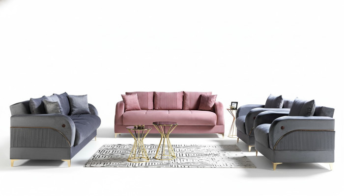Zestaw sofowy 3+3+1+1 miejsce do siedzenia Włókienniczy Modern Complete Fotel Sofa 3 miejsce do siedzenia Luxury