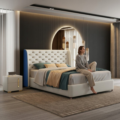 Sypialnia Meble designerska Łóżko rama łóżka podwójne łóżka elegancja Drewno