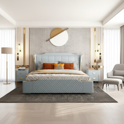 Łóżko Podkładka Design Luxury Double Hotel łóżko Sypialnia sztuczna skóra