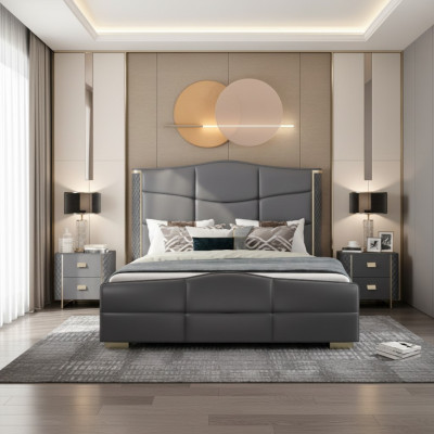 Łóżko Double Design Modern Hotel Luxury Sleep Pokój Meble Rama łóżka