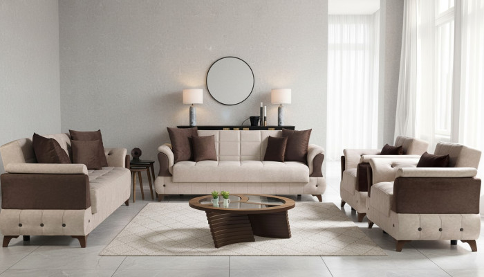 Nowoczesny Zestaw sofowy Fotel Włókienniczy Sofa Luxury Complete Luxury 3+2+1+1 miejsce siedzące