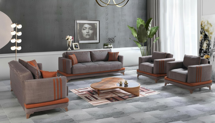 Design Nowoczesny Zestaw do Salonu Zestaw sofowy 3+2+1+1 Szary Zestaw mebli do salonu
