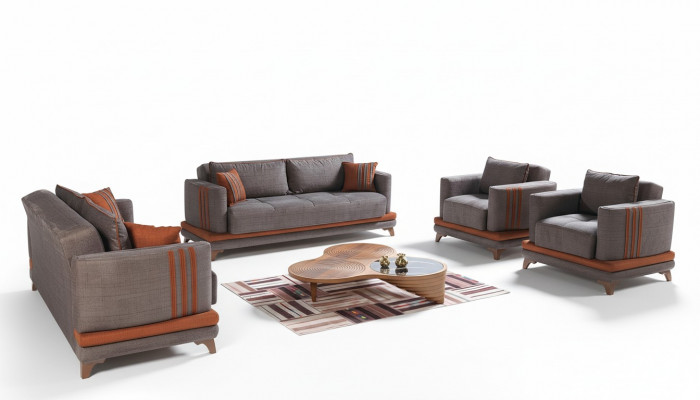 Design Nowoczesny Zestaw do Salonu Zestaw sofowy 3+2+1+1 Szary Zestaw mebli do salonu