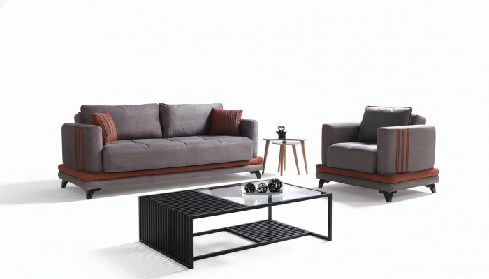 Zestaw sofowy 3+1 miejsce do siedzenia Włókienniczy Drewno Sofa 3 miejsce do siedzenia Modern Fotel Kompletny zestaw New Eu