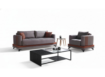 Zestaw sofowy 3+1 miejsce do siedzenia Włókienniczy Drewno Sofa 3 miejsce do siedzenia Modern Fotel Kompletny zestaw New Eu