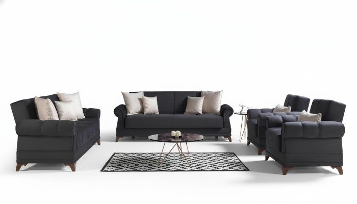 Zestaw sofowy 3+2+1+1 miejsce siedzące Włókienniczy Modern Complete 2x Fotel Sofa 3 miejsce siedzące Luxury