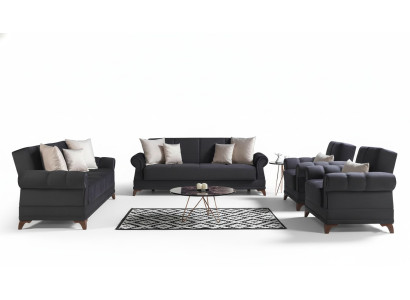Zestaw sofowy 3+2+1+1 miejsce siedzące Włókienniczy Modern Complete 2x Fotel Sofa 3 miejsce siedzące Luxury