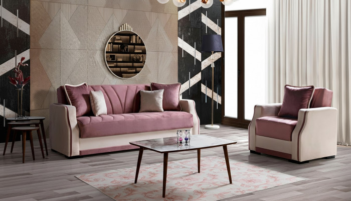 Zestaw sofowy 3+1 miejsce do siedzenia Włókienniczy Drewno Sofa 3 miejsce do siedzenia Modern Fotel Kompletny Zestaw Nowy 3