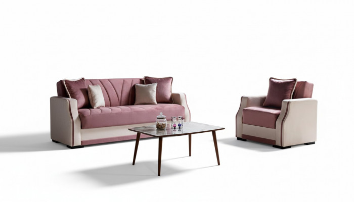 Zestaw sofowy 3+1 miejsce do siedzenia Włókienniczy Drewno Sofa 3 miejsce do siedzenia Modern Fotel Kompletny Zestaw Nowy 3