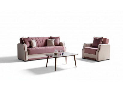 Zestaw sofowy 3+1 miejsce do siedzenia Włókienniczy Drewno Sofa 3 miejsce do siedzenia Modern Fotel Kompletny Zestaw Nowy 3