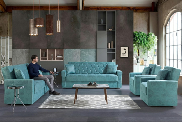Zestaw sofowy 3+2+1+1 miejsce do siedzenia Włókienniczy Drewno Sofa 3 miejsce do siedzenia Nowoczesny Nowy Fotel Kompletny zestaw
