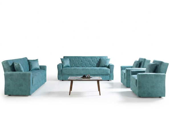 Zestaw sofowy 3+2+1+1 miejsce do siedzenia Włókienniczy Drewno Sofa 3 miejsce do siedzenia Nowoczesny Nowy Fotel Kompletny zestaw