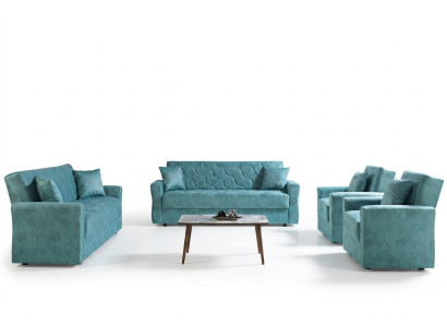 Zestaw sofowy 3+2+1+1 miejsce do siedzenia Włókienniczy Drewno Sofa 3 miejsce do siedzenia Nowoczesny Nowy Fotel Kompletny zestaw