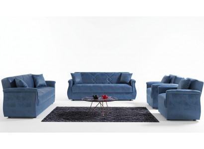 Zestaw sofowy 3+2+1+1 Drewno Salon Luksusowa Sofa Nowoczesny Materiał Kompletny Eu