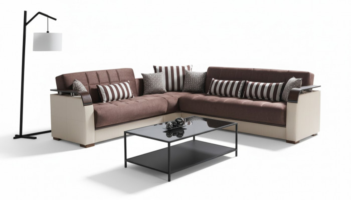 Narożnikowa kanapa Żywy krajobraz Beżowa sofa w kształcie litery L Narożne sofy luksusowe 315 x 245