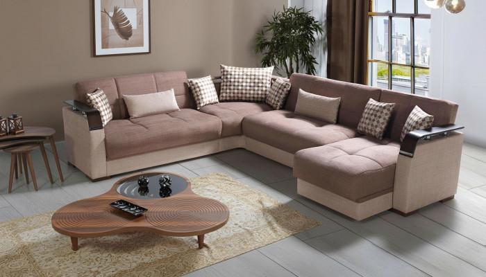 Narożnikowa kanapa Żywy krajobraz Brązowa Sofa w kształcie litery L Salon Narożne sofy Luksusowy zestaw narożny