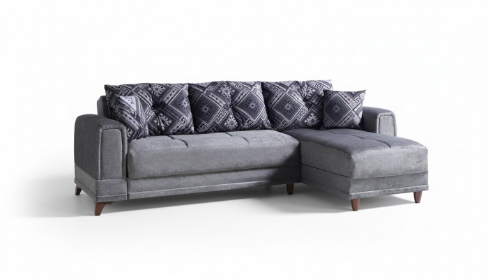 Narożnik kanapa Żywy krajobraz Szary Narożnik Sofa Salon Narożnikowa kanapa Nowoczesna