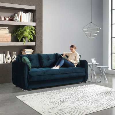 Sofa do Salonu 3 miejsce do siedzenia Design Style Meble Relaks Sofa 3-osobowa Nowoczesne Sofy Niebieskie Nowość