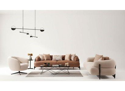 Zestaw sofowy 3+3+1 miejsce do siedzenia Włókienniczy Drewno Sofa 3 miejsce do siedzenia Modern Fotel Nowy Kompletny zestaw