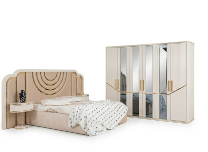 Nowoczesny Zestaw Sypialnia Łóżko 2x Szafki nocne Szafa Design Meble 4 szt