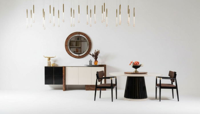 jadalnia Zestaw 4x Krzesła Stół obiadowy Zestaw jadalnia designerskie Drewno Krzesła Ustawić