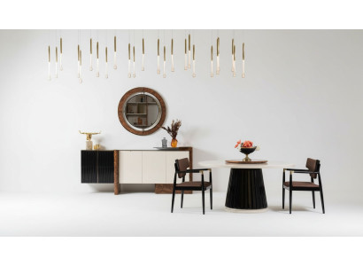 jadalnia Zestaw 4x Krzesła Stół obiadowy Zestaw jadalnia designerskie Drewno Krzesła Ustawić