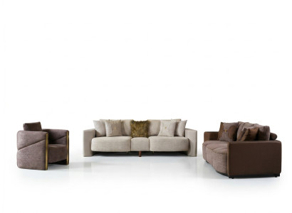 Zestaw sofowy 3+2+1 miejsce siedzące Modern Relaks Fotel Modern Stil 3tlg Włókienniczy Materiał