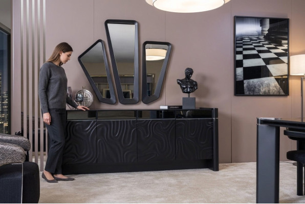 Kredens 3x Lustro Kredens Luxus Ustawić Kredens Drewno Komody Modern