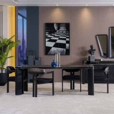 jadalnia Zestaw 6x Krzesła Stół obiadowy jadalnia Designer Drewno Krzesło Ustawić Nowość