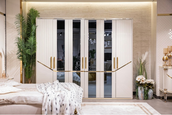 Szafa Szafki Szafa Design Drewno Beżowe Złoto Nowoczesne Meble 270cm