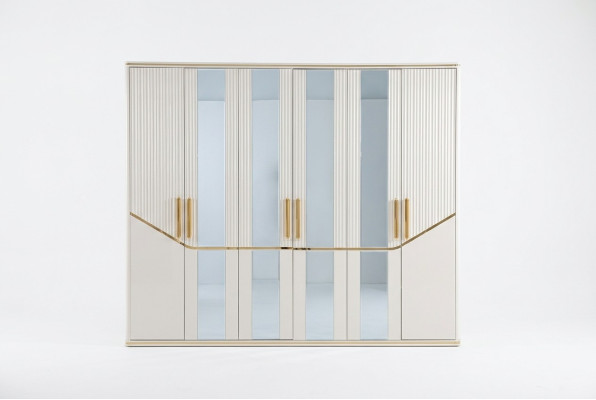 Szafa Szafki Szafa Design Drewno Beżowe Złoto Nowoczesne Meble 270cm