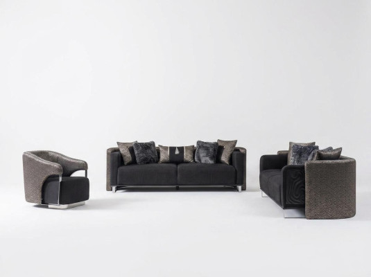 Zestaw sofowy 3+3+1 miejsce do siedzenia Zestaw do salonu Kompletny Włókienniczy Sofa Fotel Drewno Nowy