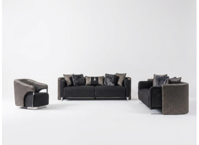 Zestaw sofowy 3+3+1 miejsce do siedzenia Zestaw do salonu Kompletny Włókienniczy Sofa Fotel Drewno Nowy