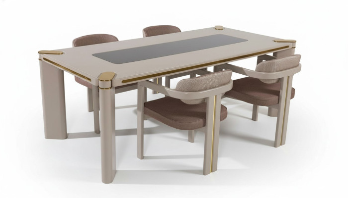 jadalnia Zestaw 4x Krzesła Stół obiadowy Zestaw jadalnia Designer Drewno Krzesła Ustawić Nowość