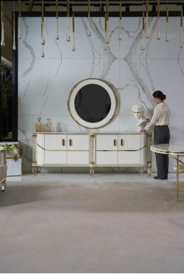 Kredens Szafa Meble Wysoki Połysk Drewno Luxury Kredens Kredens z Lustro Luxury