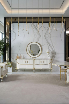 Kredens Szafa Meble Wysoki Połysk Drewno Luxury Kredens Kredens z Lustro Luxury