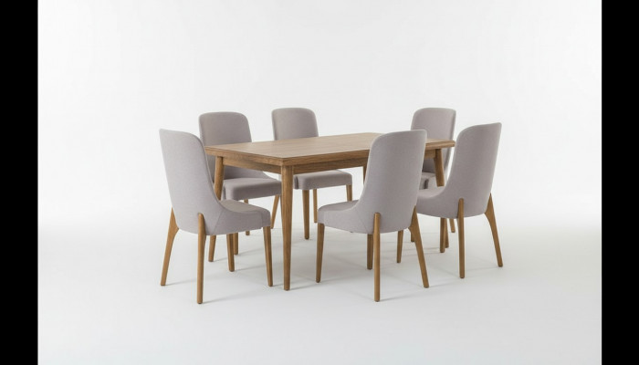 komplet jadalnia 7 szt. Stół obiadowy +6x Krzesła Designer Drewno Krzesło Ustawić Meble Nowe