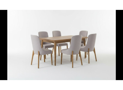 komplet jadalnia 7 szt. Stół obiadowy +6x Krzesła Designer Drewno Krzesło Ustawić Meble Nowe