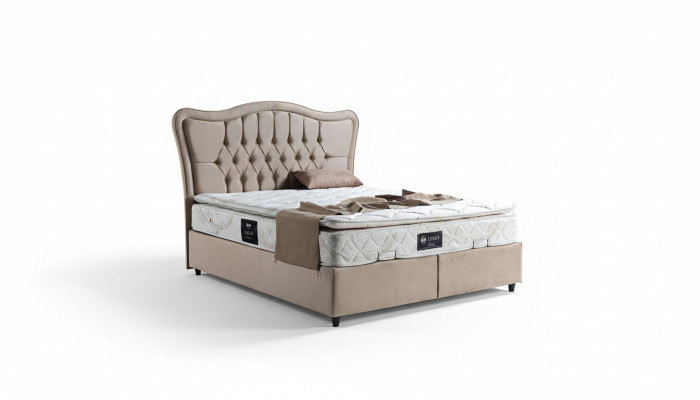 Łóżko Design bed Luxury Podkładka Sypialnia Meble Modern Beige 160x200