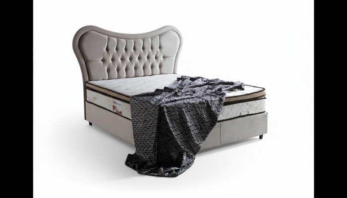 Łóżko Design bed Luxury Beige Podkładka Sypialnia Meble Chesterfield 160x200