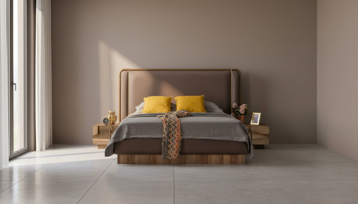 Nowoczesny Zestaw Sypialnia Łóżko + 2x Szafki nocne Design Meble Nowość 3 sztuki.