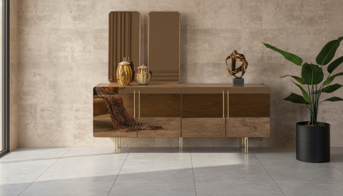 Kredens z 2x Lustro Kredens Luxus Ustawić Kredens Drewno Komody Modern