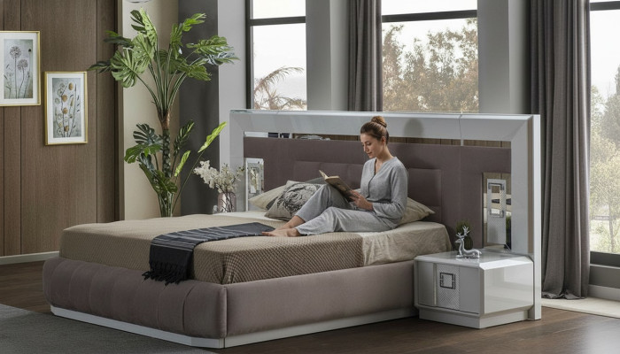 Sypialnia Zestaw Luksusowe Kompletne Łóżko 2x Stolik nocny Modern Meble 3-częściowe Nowość