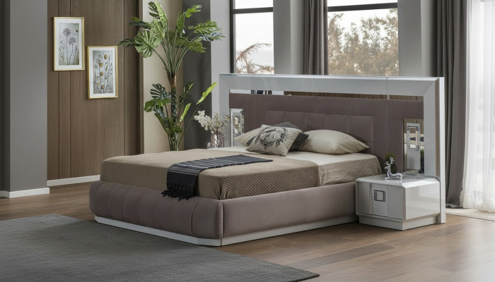 Sypialnia Zestaw Luksusowe Kompletne Łóżko 2x Stolik nocny Modern Meble 3-częściowe Nowość