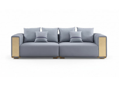 Luksusowa Sofa 4 miejsce do siedzenia Sofa Tapicerowana Niebieska Włókienniczy Siedziba Design Couch Modern New