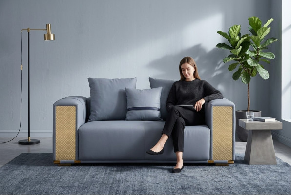 Luksusowa sofa do salonu 2 miejsce do siedzenia tapicerowana niebieska Włókienniczy Siedziba designerska kanapa nowoczesna
